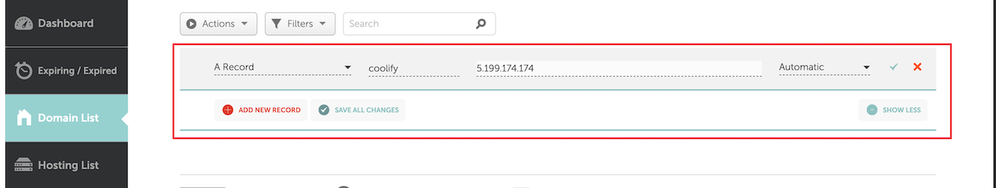 Namecheap DNS records