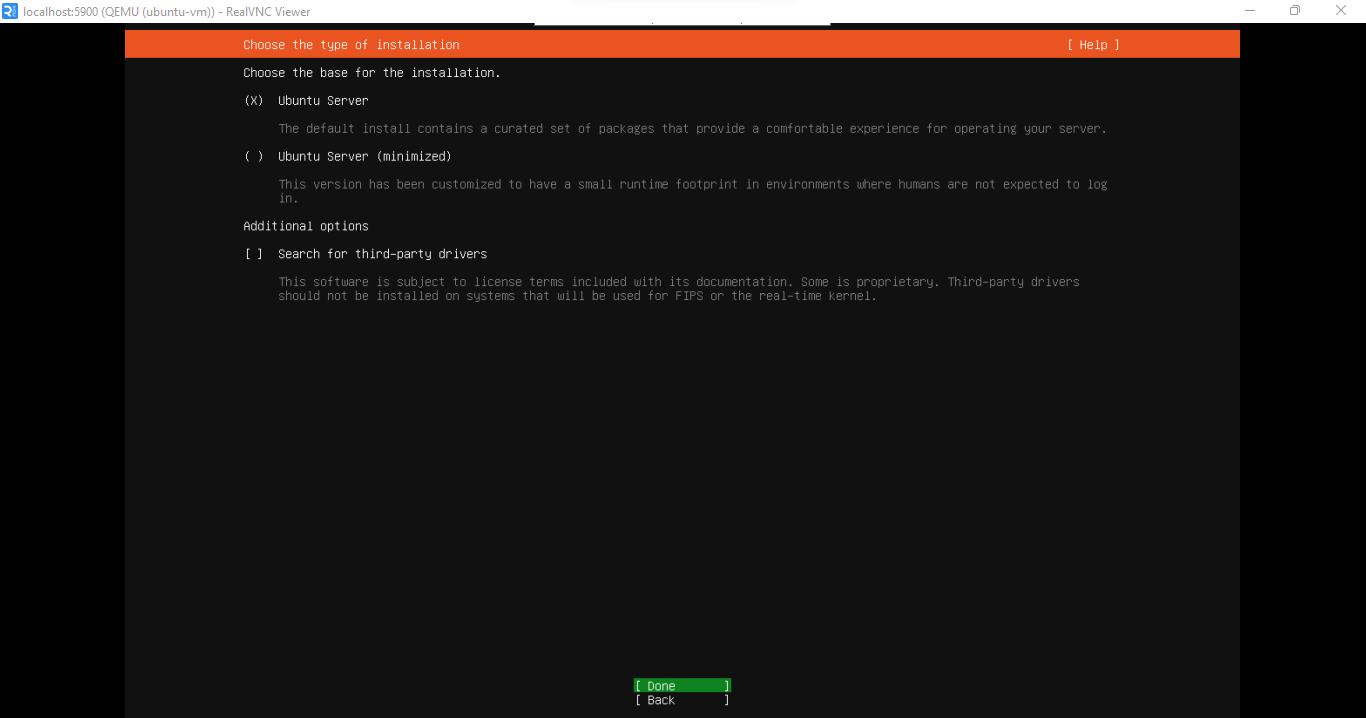 select ubuntu server