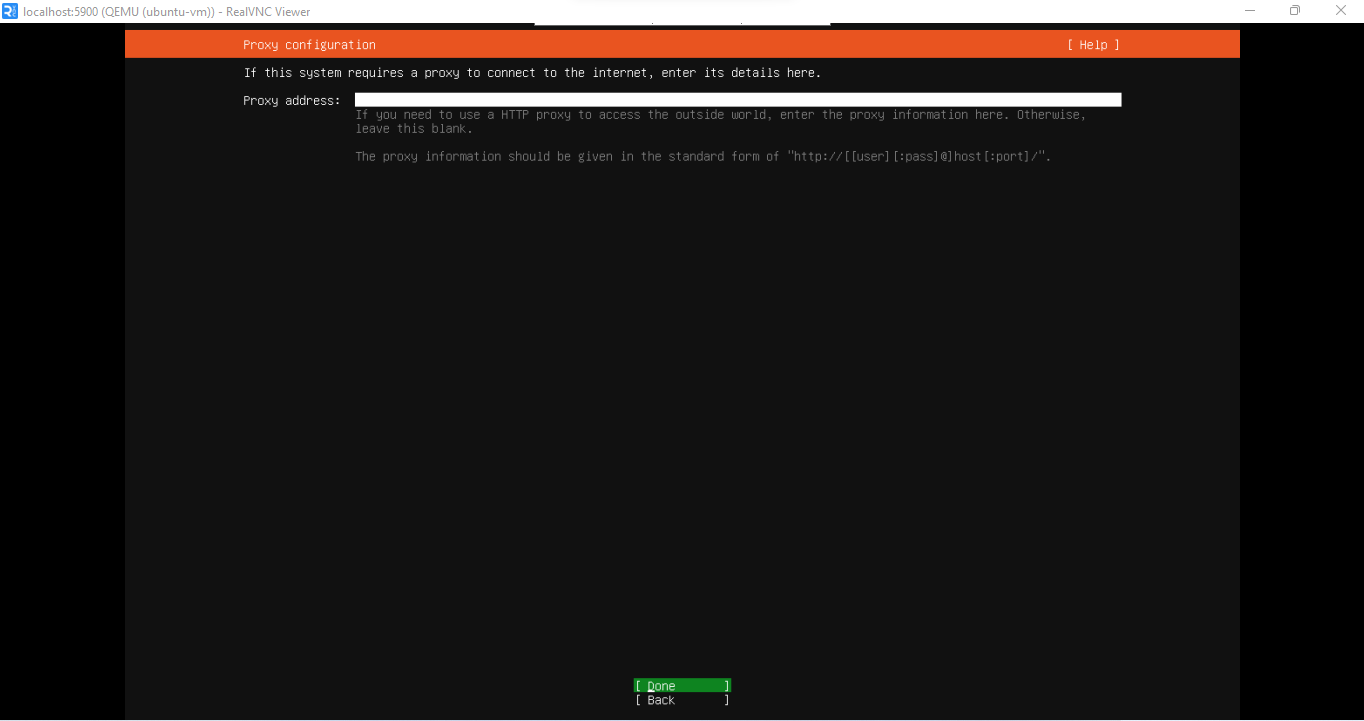 proxy configuration screen