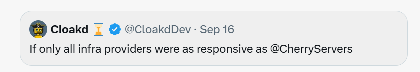 Cherry Servers support team response times 1